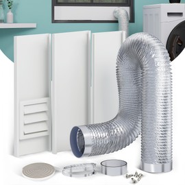 Chiligent Dryer Vent Window Kit, Adjustable Window Vent Kit with Outdoor Dryer Vent Cover & 4 Inch Flexible Aluminum Foil Hose, Window Exhaust Vent Kit for Sliding and Hung Windows