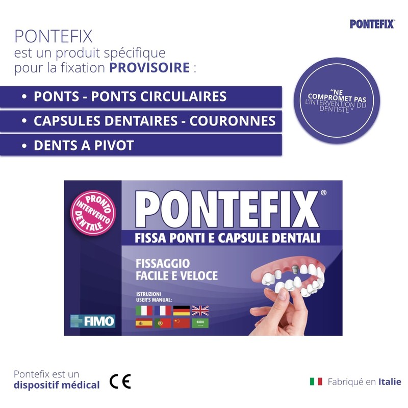 Pontefix - Cement fixes bridges, tooth capsules and pivoting teeth