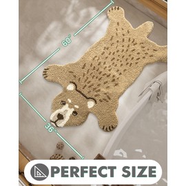 LUMI Playful Animal Bath Mats - Adorable Designs, Soft and Absorbent, Non-Slip Backing, Machine Washable, Ideal for Bathroom, Kitchen, and Entryway Decor, 36"x60", Brown Bear