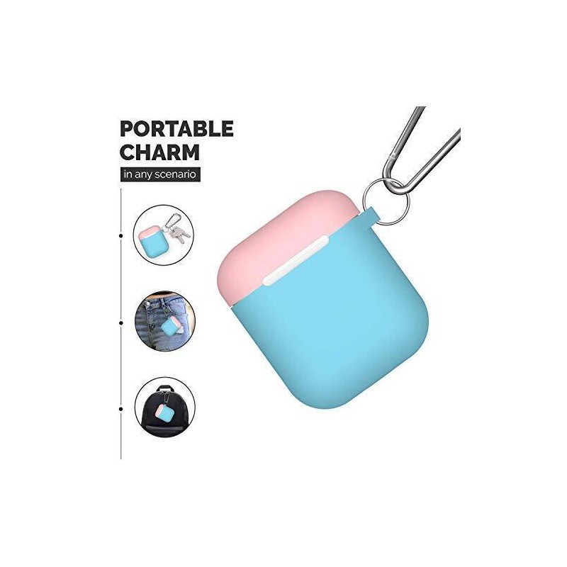 EarInTheAir AirPods Case Cover w/Keychain (Teal) + 3 Extra Lids