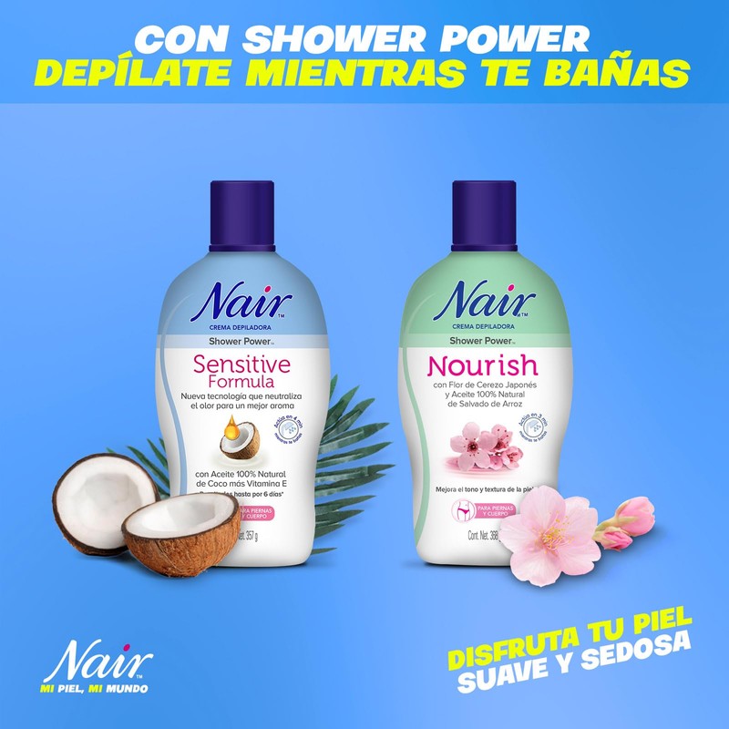 NAIR 20504898 Crema Depiladora Shower Power Aceite Natural de Coco