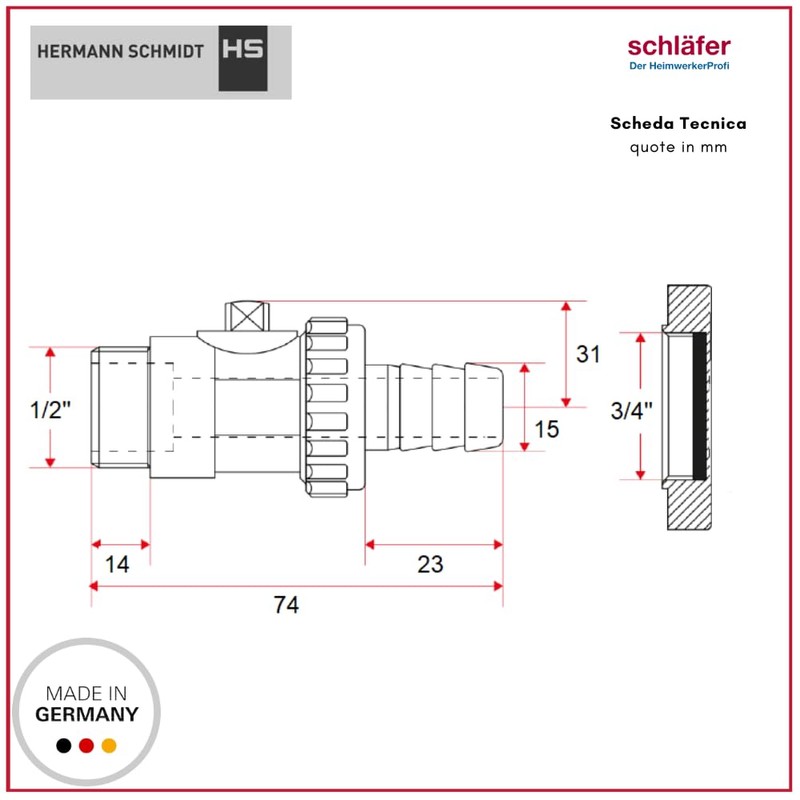 Schläfer 704411 | HS Drain Valve Ball Valve Male Thread