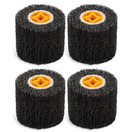 Rocaris 4 Pack Abrasive Drum Paint and Rust Remover, 40 Grit Abrasive Wheel Wire Drawing Polishing Wheel for Wood Metal Surface Polishing, 4.5" x 4"