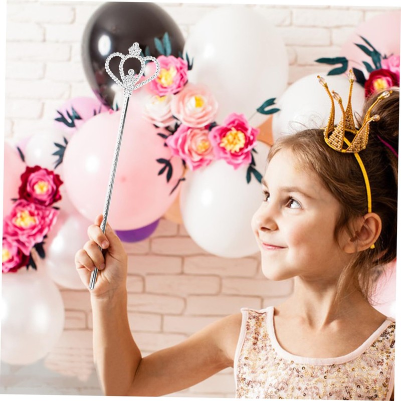 STOBOK 2個 シルバーコーティング星スティック プリンセス用魔法の杖 舞台衣装 パーティー ハロウィンに 鮮やかな星飾り付き 女の子ドレス