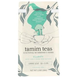 Lion's Mane and Maitake Mushroom Tea | TAMIM TEAS Clarity | Organic Mushroom Blend with Tulsi, Ginger, and Cinnamon | Caffeine-free and USA Family Farms | Loose Leaf - +32 Cups