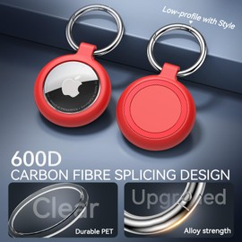 Inesore Holder for AirTag, Carbon Fibre Texture Design Case and Waterproof Keychain Holder for Air Tag, Full Scratch-Resistant with Keyring for AirTags, Pet Collar, Luggage Tag, Dominant Tone