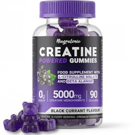 Creatine Gummies 5000mg High Strength | Creatine Monohydrate with L-Citrulline Malate & Beta-Alanine | 90 Sugar Free Vegan Gummies | 30 Day Supply | Blackcurrant Flavour