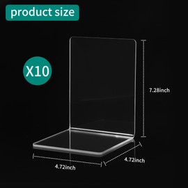 Pack of 10 Transparent Bookends Set, 40 Pieces Non-Slip Pad Acrylic Bookends, 3 mm Thickened Pieces Clear Book Stand Can Be Used for Book Holders, Library Book Stands, Bookends, Office Bookends