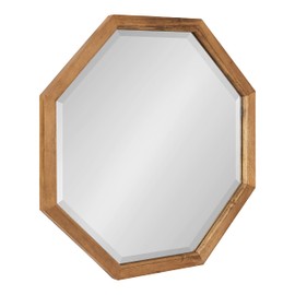Kate and Laurel Hogan Farmhouse Octagon Wood Wall Mirror, 24 x 24, Rustic Brown, Traditional Inspired Geometric Wall Decor
