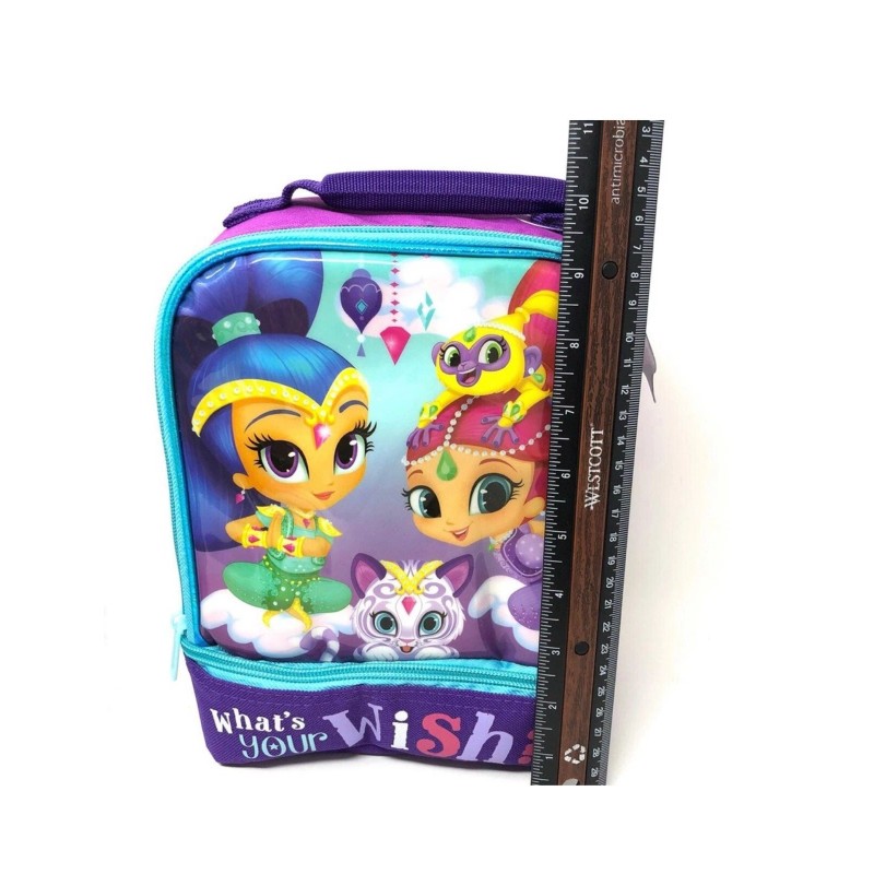 Nickelodeon Shimmer and Shine Lunch Bag Tote Bottom Compartment Sparkly
