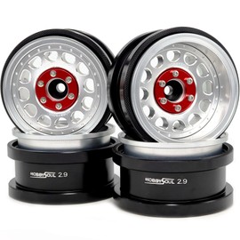 HOBBYSOUL 2.9 Beadlock Wheels Multiple Offset Aluminum Rims Silver Color for 1/6 RC Mud Crawler Truck Axial SCX6 Trail Upgrade Parts, HS701471