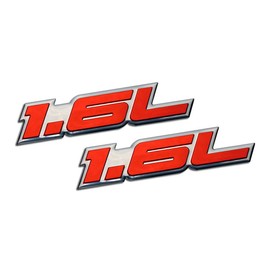 ERPART 1.6L Liter Embossed RED on Highly Polished Silver Real Aluminum Auto Emblem Badge Nameplate Compatible with Hyundai (Pack of 2)
