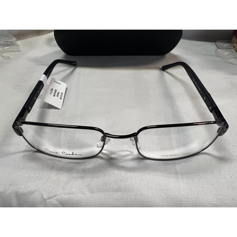 Pierre Cardin Men’s Rectangular Eyeglasses, PC6766, Black, 55-19-140, with Case