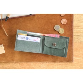 Gusti Danny Leather Wallet, Wallet, Wallet, Travel Purse, Small, Men's Leather, blue, Retro