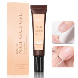EODCI Soft Gel Nail Tips Glue Gel Solid Curvlife Nail Glue Gel, 20g Lamp Curing Needed Solid Soak Off Glue Super Strong Nail Glue Gel for Acrylic Nails Extension Fake Nails Press On Nail Tips