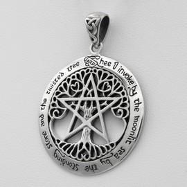 Dryad Design Pentacle Tree of Life Pentagram Pendant (1 1/4") Large Sterling Silver Wiccan Pagan Witchcraft Jewelry