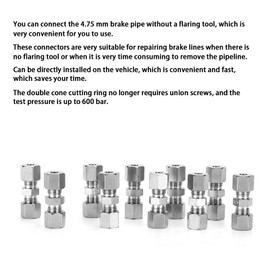 10PCS Quick Brake Line Connector Brake Line Union Brake Line Fittings Kit Brake Line Union Assortment 4.75mm Braking Cable Metal Replacement Car Accessory for