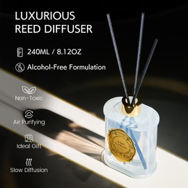 M&SENSE 8.4 oz Large Reed Diffuser for Home | Gardenia Scent Oil Diffuser with Sticks | Bedroom Bathroom Living Room Decor