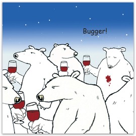 Twizler Funny Card with Polar Bear and Wine - Blank Inside - Humour Happy Birthday Card - Anniversary - Retirement - Fathers Day - Congratulations - Good Luck