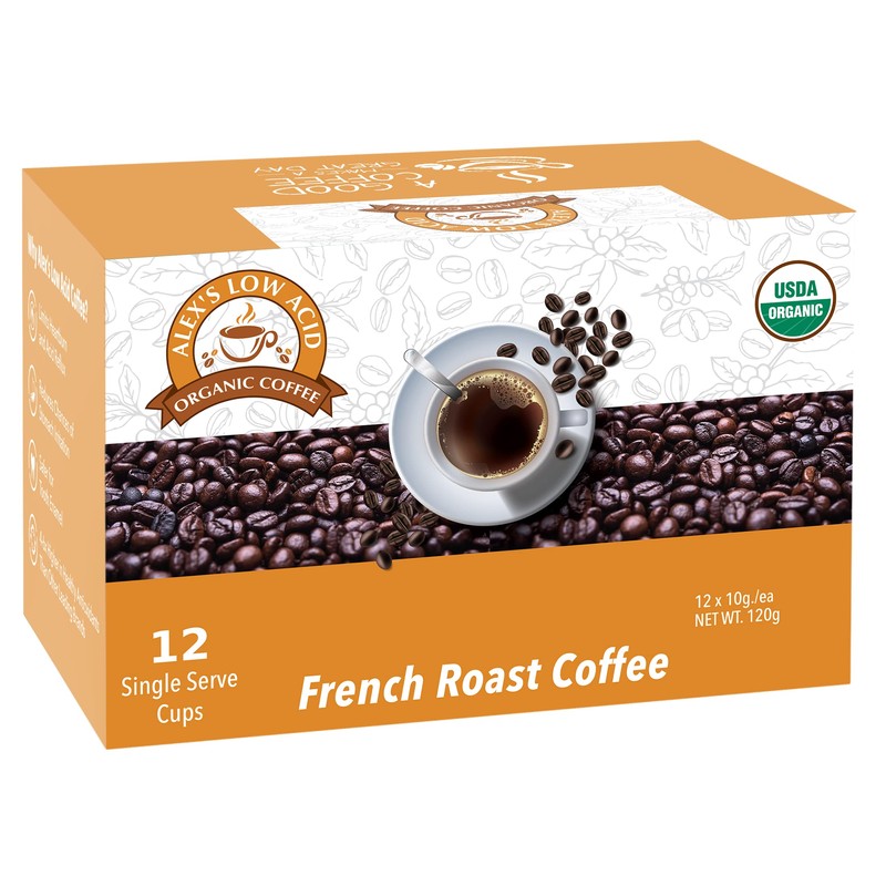Alex's Low Acid Organic Coffee K-Cups (12 Servings) - French