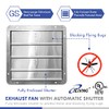 iLIVING 16" Wall Mounted Shutter Exhaust Fan, Automatic Shutter, with