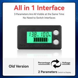 DROK Waterproof Battery Monitor 8-100V, Volt Meter Battery Capacity Tester LCD Display with Green Backlight, Fit for Car Golf Cart RV Marine