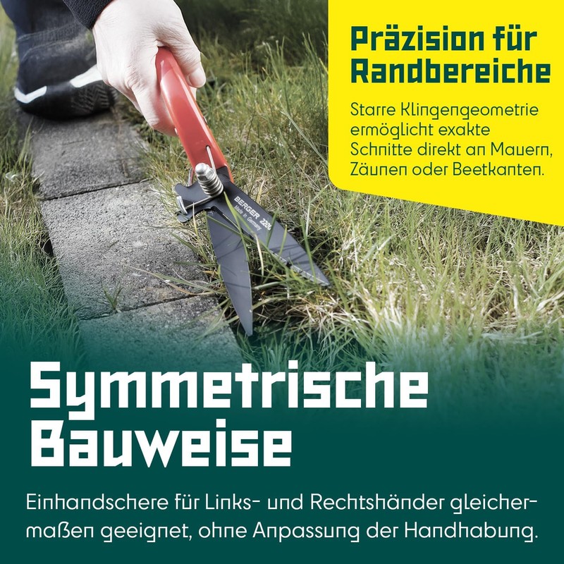 BERGER Commercial Grade Grass Shears, Self-Sharpening Steel Blades with Anti-Stick
