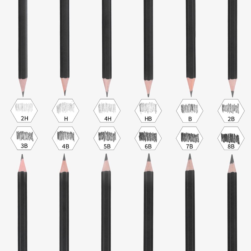 ARTPIQ Drawing Pencils Set of 12 Mixed Grade Graphite Pencils-