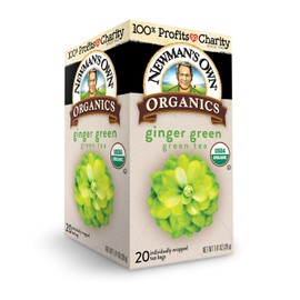 Newman's Own Organic Ginger Green Tea Green Tea with 20 Individually Wrapped Tea Bags Per Box (Pack of 6) USDA Certified Contains Caffeine Brew Hot