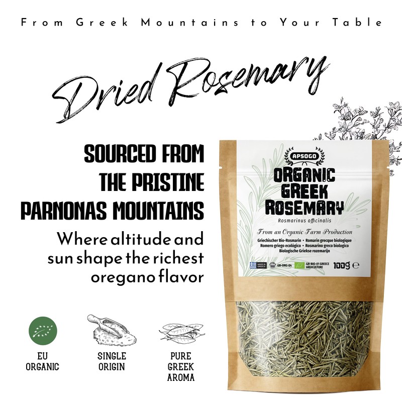 Apsogo Rosemary - Dried Organic Rosemary produced in Greece -