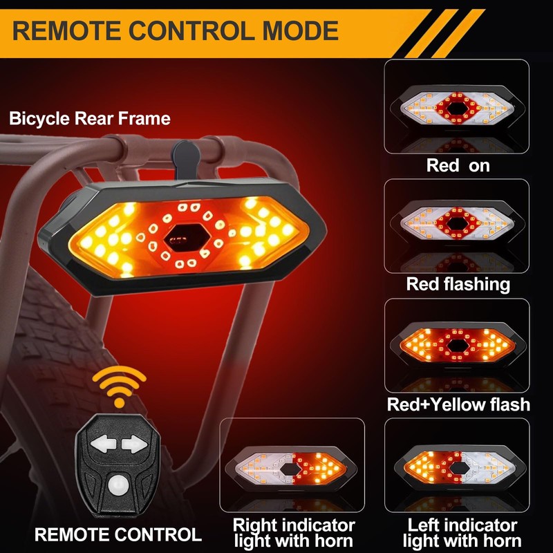 Bike taillight USB Bike Turn Signal with Remote Control Bicycle