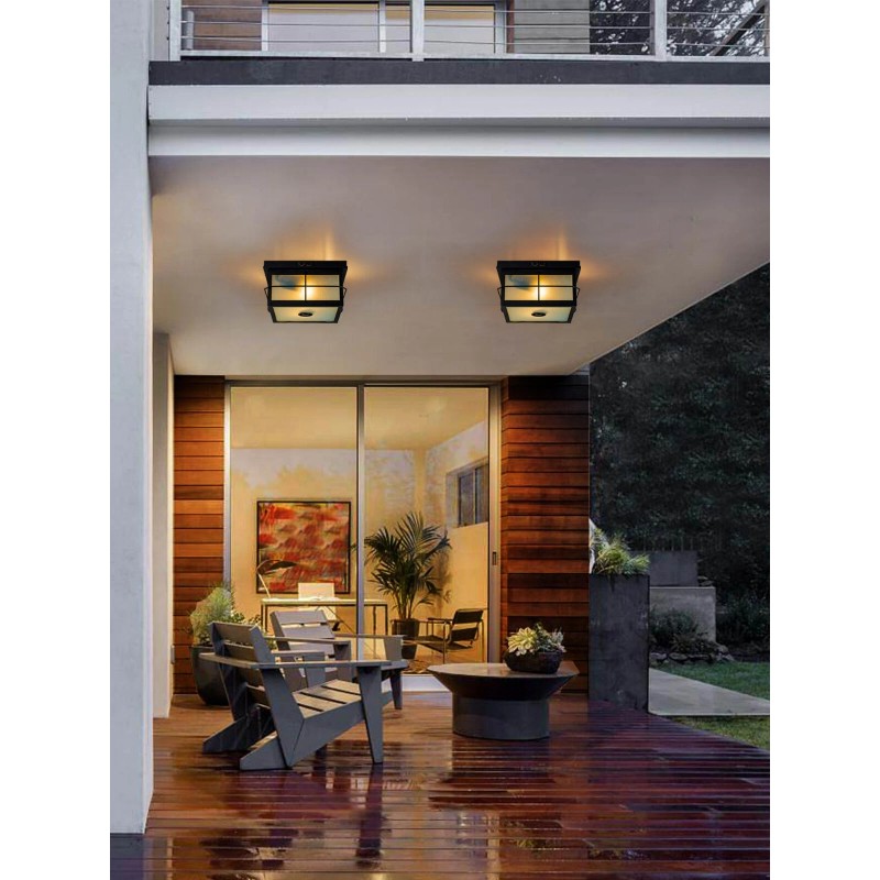 FTL Motion Sensor Outdoor Ceiling Light 2-Lights Flush Mount Ceiling