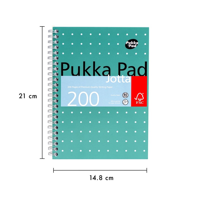 Pukka Pad, A5 Metallic Jotta Book 3-Pack for Home, School,