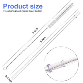 9 Inch Long Clear Reusable Hard Plastic Replacement Drinking Straws for 16 20 30 32 oz Mason Jars,Tumblers,Yeti,Set of 18 with 2 Cleaning Brush,BPA-Free Unbreakable.