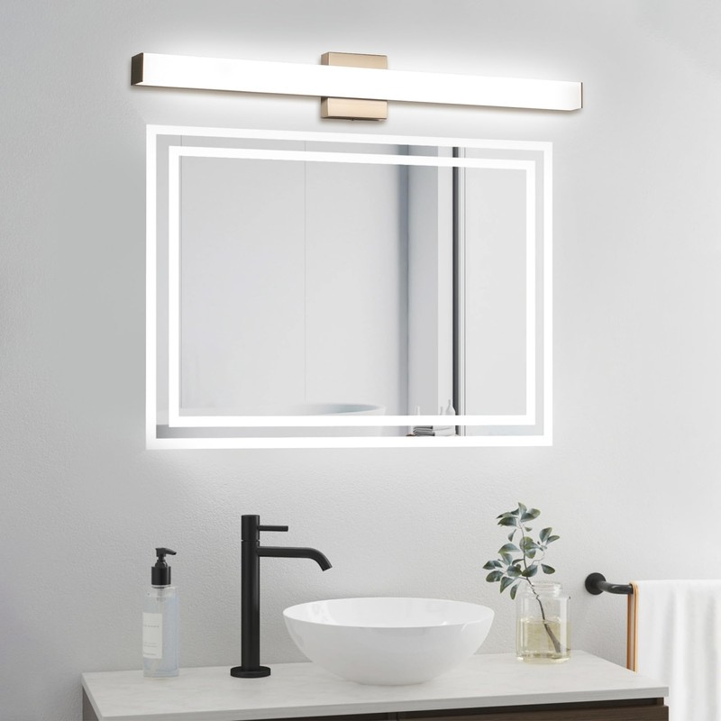 YHTlaeh Bathroom Vanity Light Brushed Nickel Square LED 31.5 inch