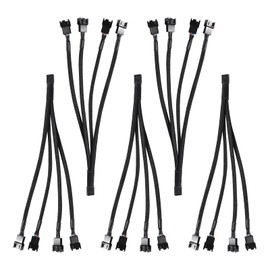 Diann 5pcs PWM Fan Splitter Cable 4-Pin Sleeved Braided Adapter Computer PC Fan Power Extension Cable Converter 1 to 4 for Computer ATX Case 4-Pin/3-Pin Cooling Fan Cable