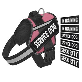 Service Dog Vest,No Pull Pet Dog Harness with Handle,Upgrade Night Reflective Straps Dog Vest,Easy Adjustable Nylon Service Dog Pet Halters in Training for Small Medium Large Breed Dogs (Pink, S)