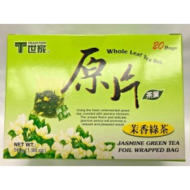20 Bags Whole Leaf Tea - Jasmine Green Tea FOIL WRAPPED BAG -  BEST QUALITY 
