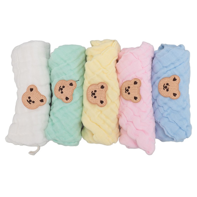 5PCS Cotton Kids Face Towels Good Absorbent Skin Friendly Reusable