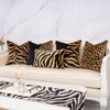 Yangest Black and Gold Square Pillow Cover Cut Velvet Zebra