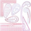 9 Pieces French Metric Ruler Bevelled Transparent Ruler Curve Shaped