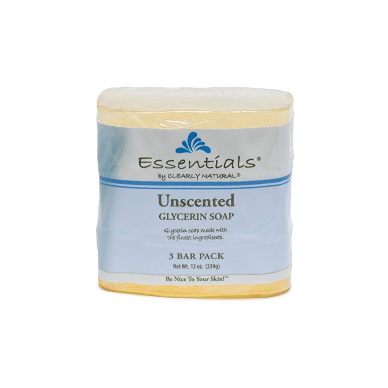 Clearly Natural Essentials Glycerin Bar Soap, Unscented, 4 Ounce, Pack
