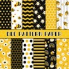 Whaline 12 Design Bee Pattern Paper Pack 24Pcs Yellow Black