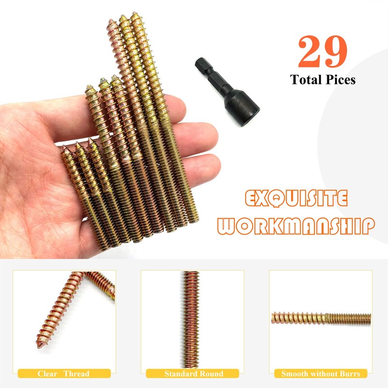 Matrelt 29 Pack 1/4-20" Hanger Bolts 3Sizes 2-4 Inch Include1