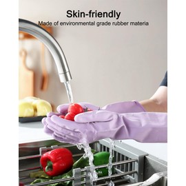 FCTTD Dishwashing rubber gloves 3 Pairs Kitchen dish cleaning gloves S M L,Reusable.(3,Large)