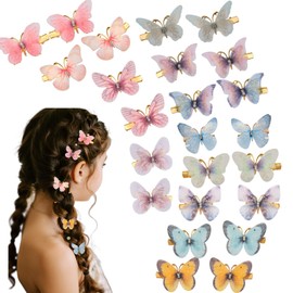 Pack of 24 Butterfly Hair Clips, Y2K Glitter Hair Clips with Jaw Mechanism, Realistic Butterfly Hair Clips Made of Metal with Rhinestones, Hair Clips Girls