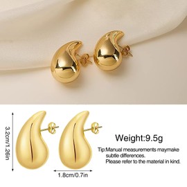 Dorzu Chunky Gold Hoop Earrings for Women,Teardrop Earrings,Hypoallergenic Gold Plated Earrings Fashion Jewelry for Women Girls