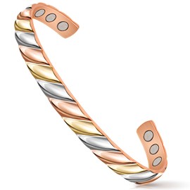 Copper Bracelets for Women Men Lymph Detox Magnetic Bracelet Magnetic Copper Bracelet, Tri-color Bracelet Jewelry Gift for Christmas Valentine's Day Mother's Day