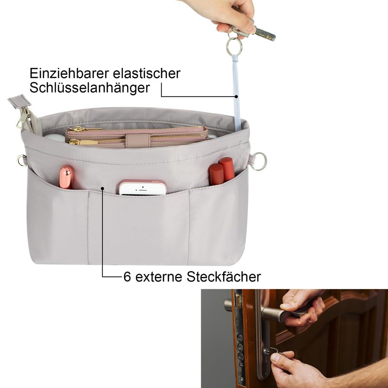 SHINGONE Handbag Organiser with Key Ring, Pocket Organiser, Waterproof, Inner