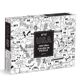 Galison Maptote USA Color-in 1000 Piece Puzzle from Galison - Fun and Challenging 1000 Piece Puzzle, Color in Puzzle, Thick and Sturdy Pieces, Wonderful Family Activity
